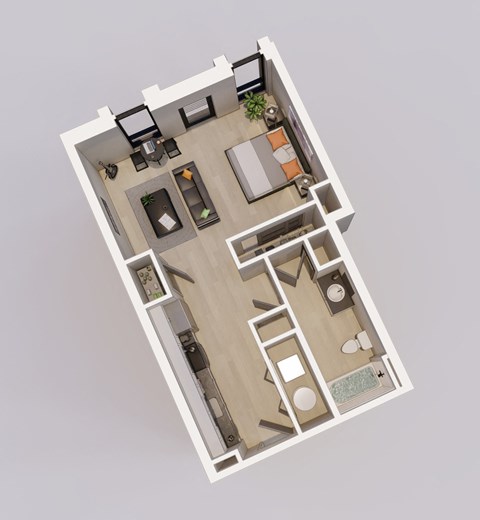Floor plan for studio, 1 bath, 560 sqft